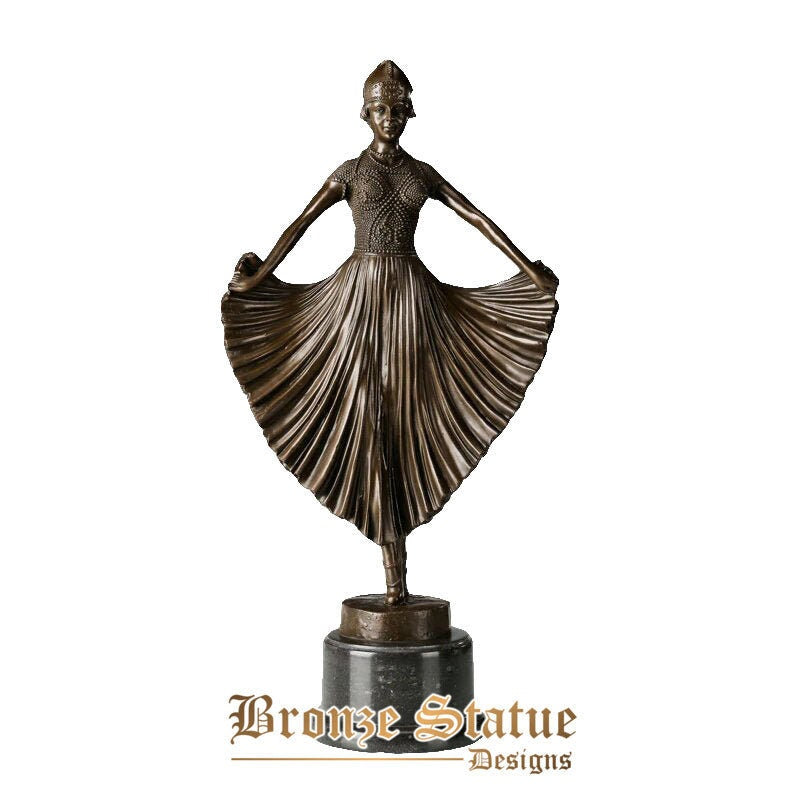 Bronze woman in dress dance sculpture classical female figurine art wonderful home office decoration