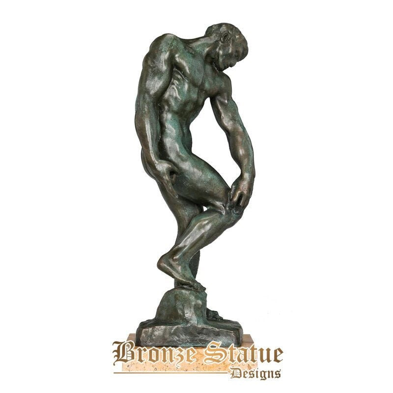 Estátua de adão por rodin réplica de bronze clássica famosa escultura colecionável estatueta para exibição de decoração