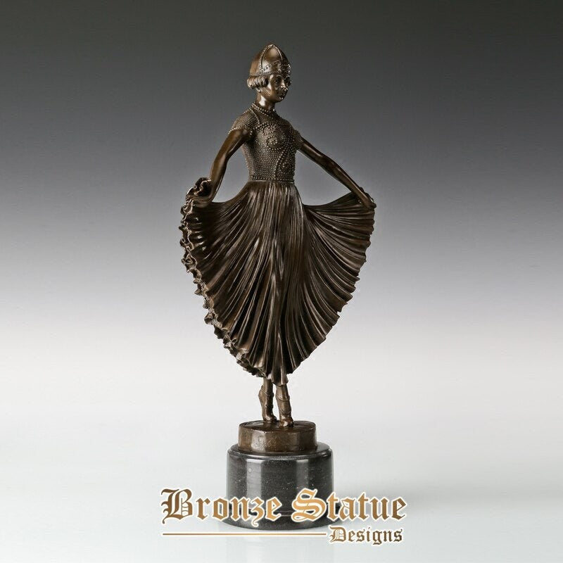 Bronze woman in dress dance sculpture classical female figurine art wonderful home office decoration