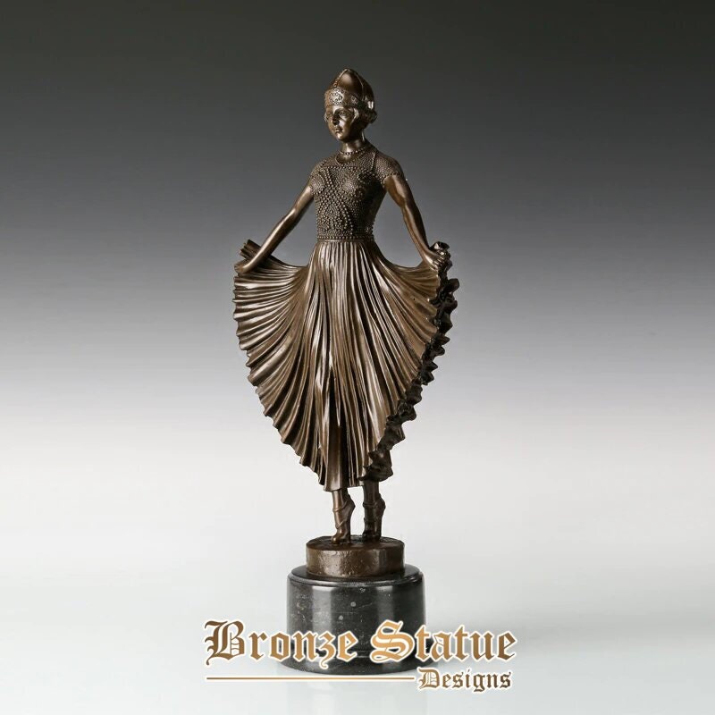 Bronze woman in dress dance sculpture classical female figurine art wonderful home office decoration