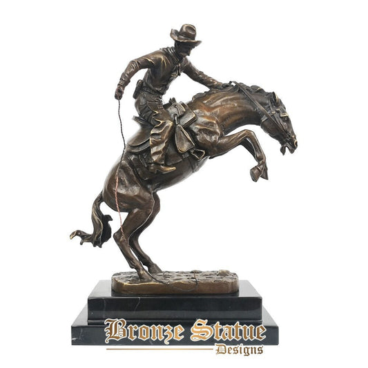 Bronze the broncho buster by frederic remington statue sculpture reproduction famous cowboy art classy home decor