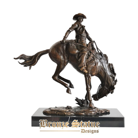 Estátua de cowboy ocidental de bronze escultura de arte vintage fundição quente decoração de mesa de escritório elegante