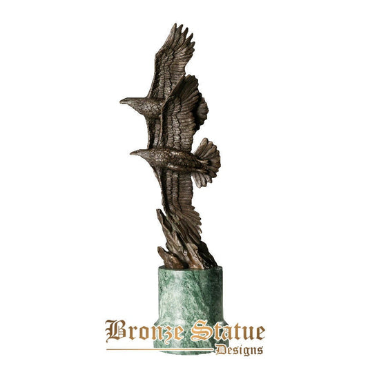 Bronzo coppia aquile falco statua volante animale uccello scultura arte fusione a caldo splendido regalo d'affari per la casa