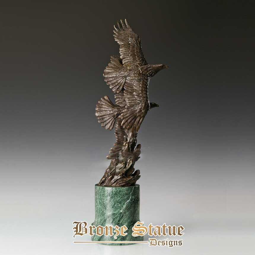 Bronze couple eagles falcon flying statue animal bird sculpture art hot casting gorgeous business gift home decor