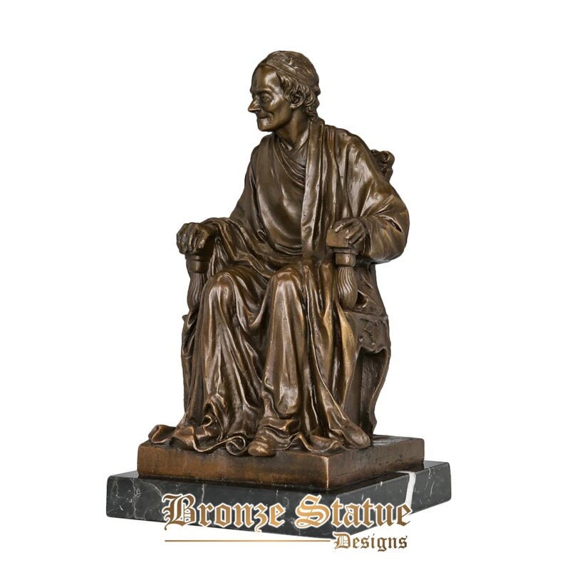 Voltaire statue bronze french famous litterateur sculpture collectible figurine antique art decoration