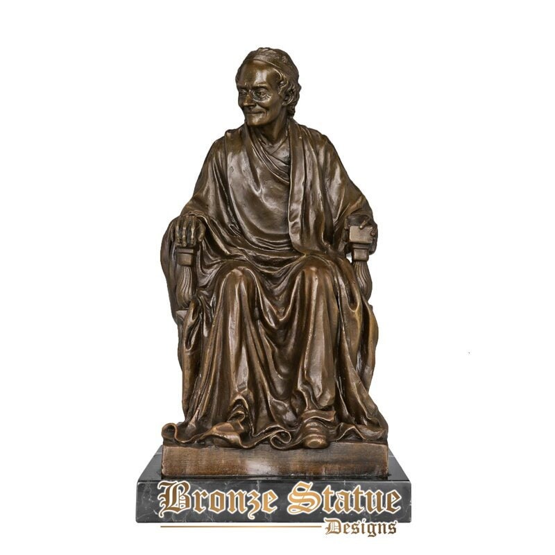 Voltaire statue bronze french famous litterateur sculpture collectible figurine antique art decoration