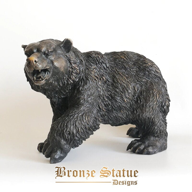 Bear statue sculpture bronze european wildlife animal figurine vintage brass artwork home desktop garden decor