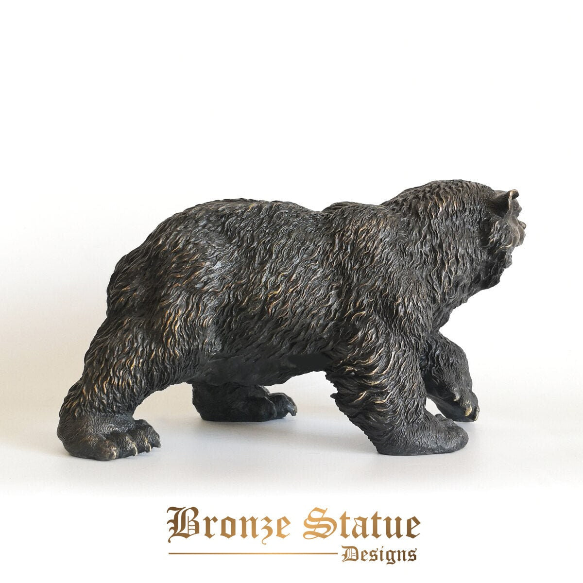 Bear statue sculpture bronze european wildlife animal figurine vintage brass artwork home desktop garden decor