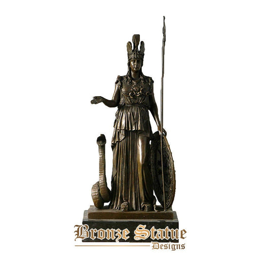 Athena bronze statue greek myth olympus goddess of wisdom and war sculpture vintage art figurine home decor 46cm