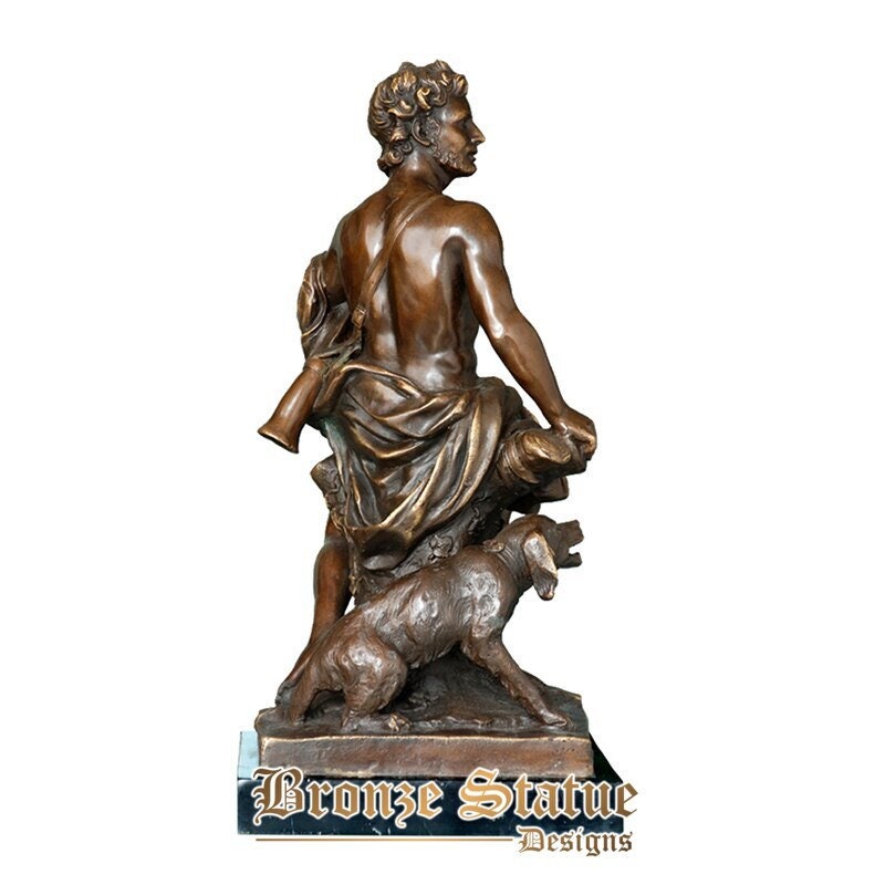 Classical europe bronze statue the hunter with a dog sculptures brass copper figurine business gifts