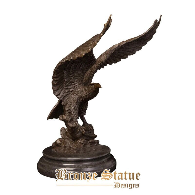 Bronze eagle spread wings sculpture hawk statue large wild bird animal figurine vintage falcon art big