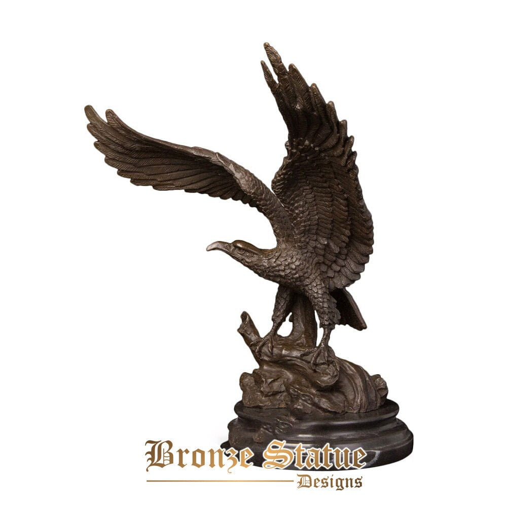 Bronze eagle spread wings sculpture hawk statue large wild bird animal figurine vintage falcon art big
