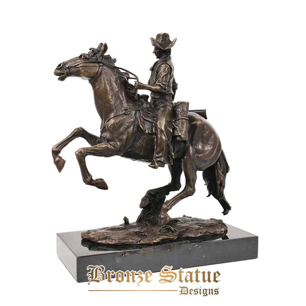 Western cowboy with gun ridding statue vintage man sculpture art marble base gorgeous office table decoration