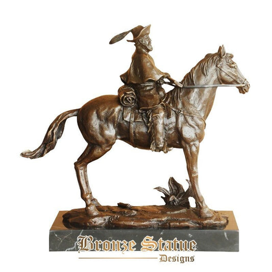Bronze-Skulptur, Western-Cowboy-Reitstatue, Kunstmessing, heißer Guss, edle Sammlung, Heimdekoration