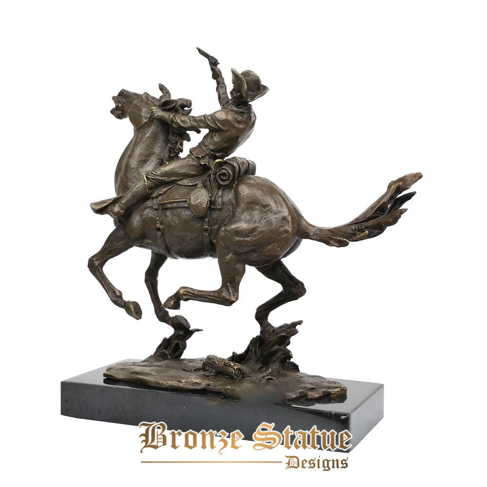 Bronze statue western cowboy ridding sculpture art hot casting brass collectible figurine indoor decor