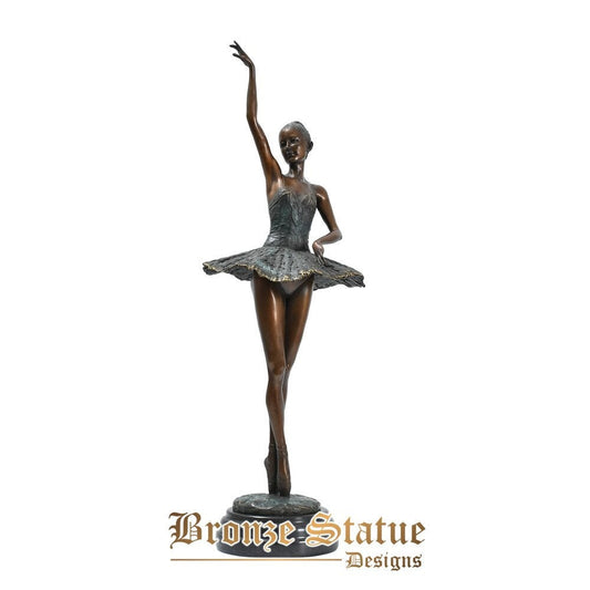 Modern western ballerina dance statue bronze flirting swans delicate ballet girl sculpture art home decor ornament large