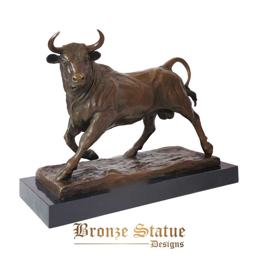 Wall street charging bull statue animal cattle sculpture brass stock market bull figurine art office table home decor