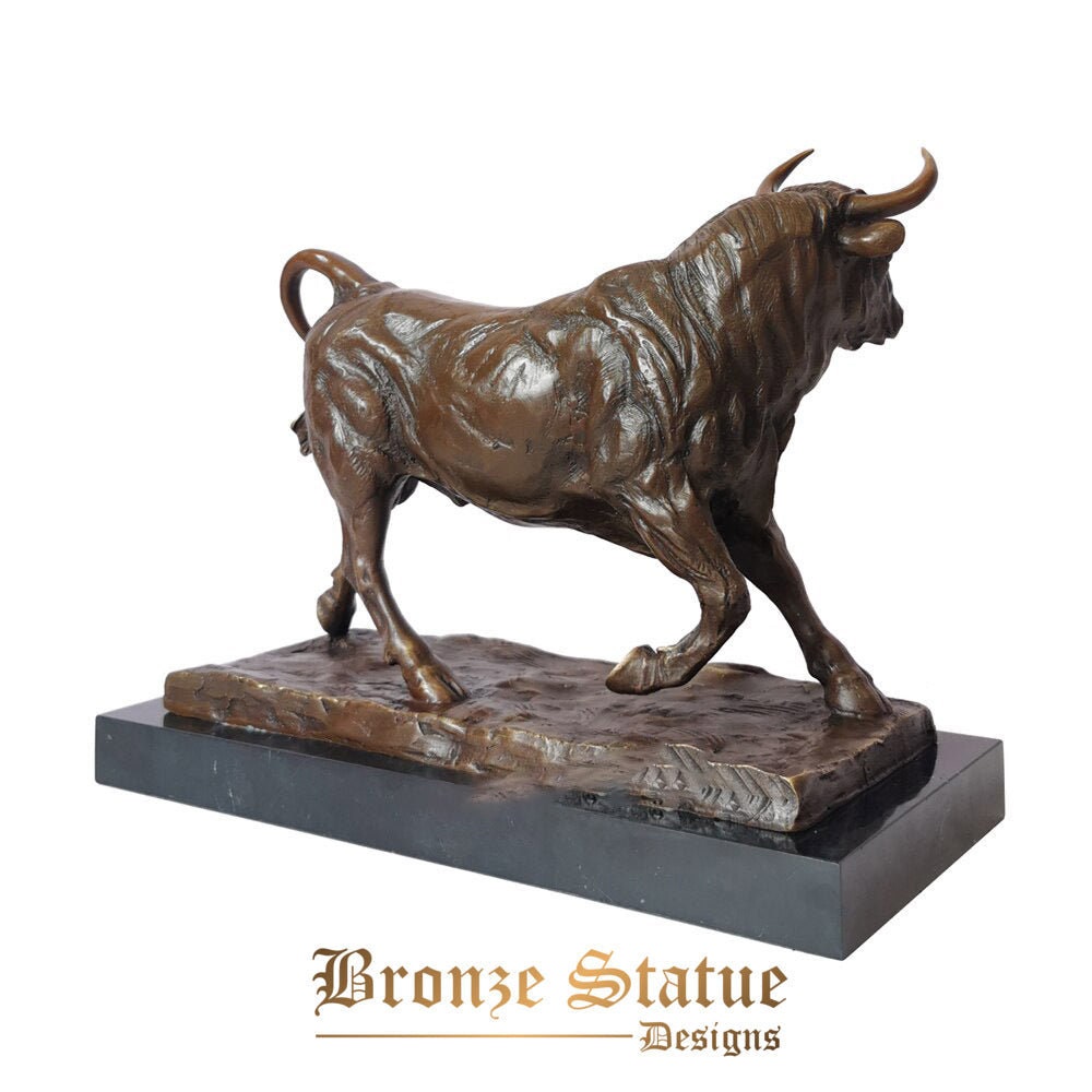 Wall street charging bull statue animal cattle sculpture brass stock market bull figurine art office table home decor