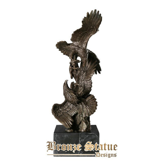 Spread wings bronze eagle statue sculpture hot cast hawk animal figurine modern art fine office table living room decoration