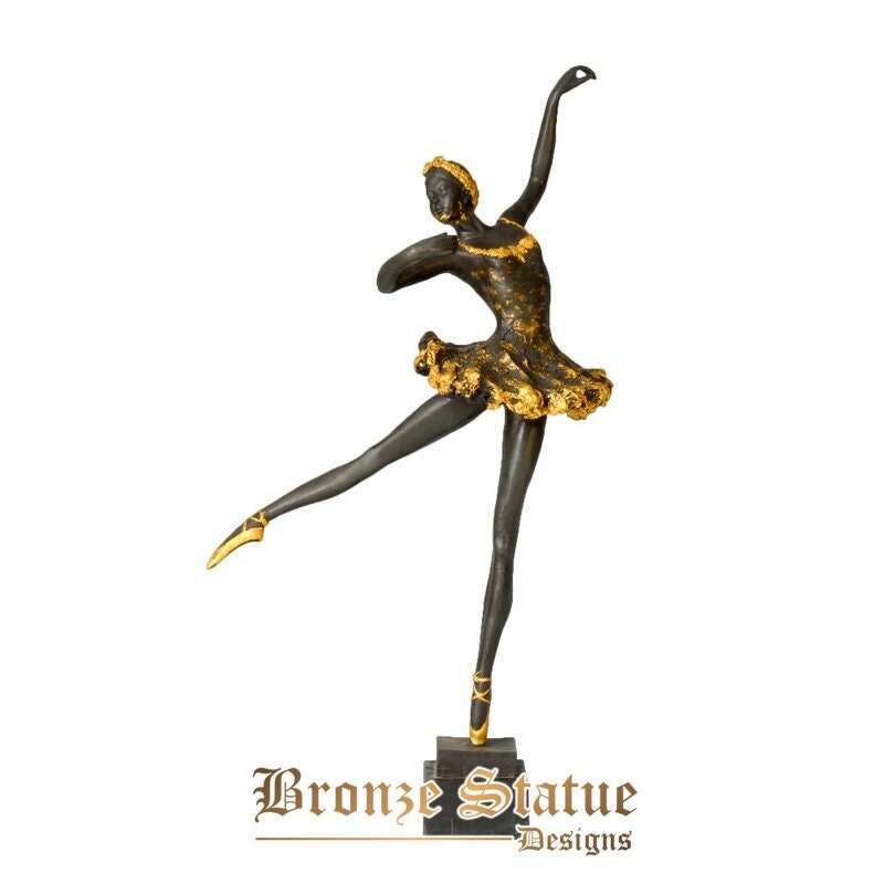 Tall bronze ballerina statue western female ballet dancer sculpture modern art golden large home desk decoration