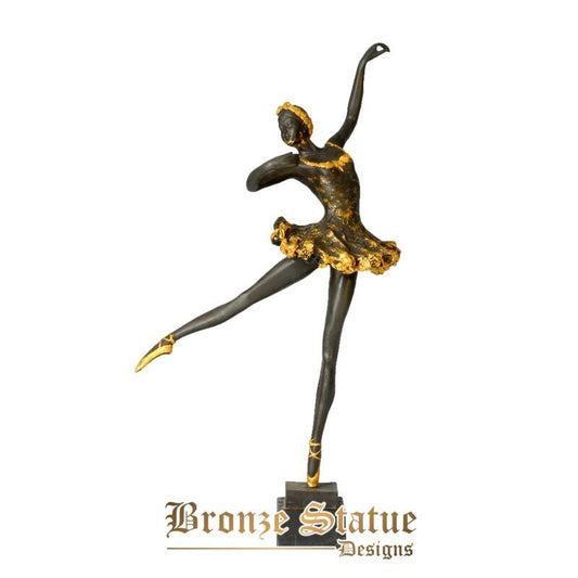 Tall bronze ballerina statue western female ballet dancer sculpture modern art golden large home desk decoration