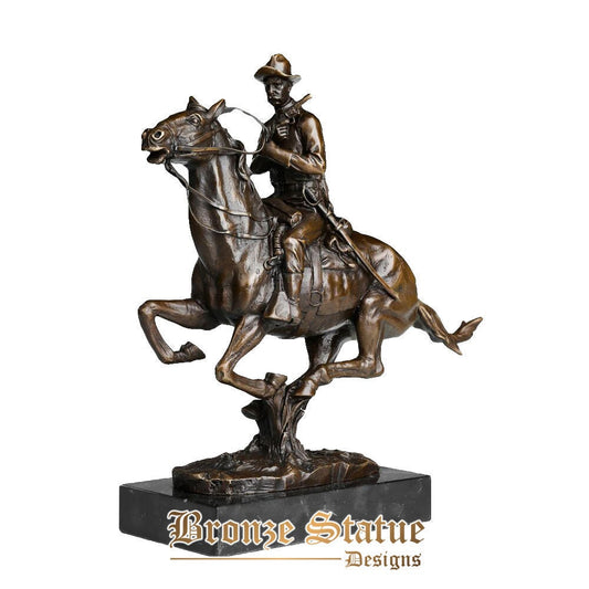 Bronze-Skulptur, Western-Cowboy mit Pistolen-Statue, heißes Gussmessing, Vintage-Kunst, hochwertige Heimdekoration