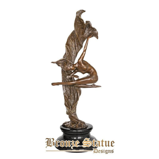 Estatueta de escultura de menina de dança de bronze estátua de dançarina feminina moderna arte requintada ornamento de quarto interior