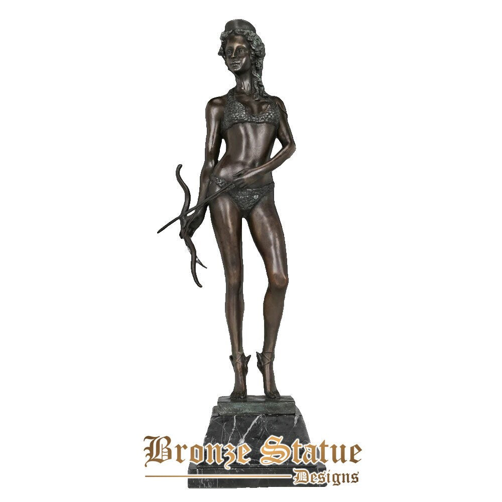 Bronze hunting goddess diana artemis statue antique sculpture art hot casting home decor gifts