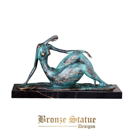 Novelty modern bronze sculpture statue green abstract life woman figurine art upscale home decoration ornament