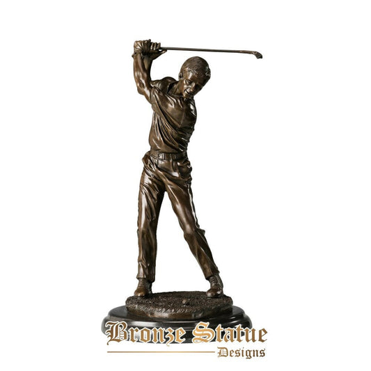 Bronze male golfer statue sculpture man playing golf copper statuette figurine for home decor friend gifts