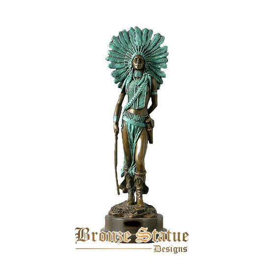 Estátua de líder indiano escultura em bronze antigo estatueta clássica colecionáveis ​​decoração de casa