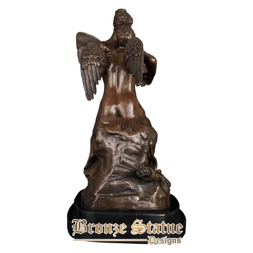 Angel kiss bronze statue romantic lovers sculpture antique brass figurine art villa living room decor anniversary gifts