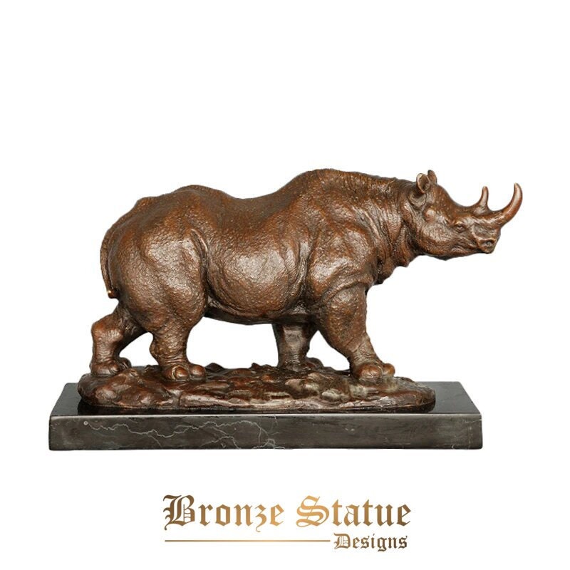 Wildlife sculpture rhinoceros sculpture bronze vintage wild animal art gorgeous home decoration accessories ornament