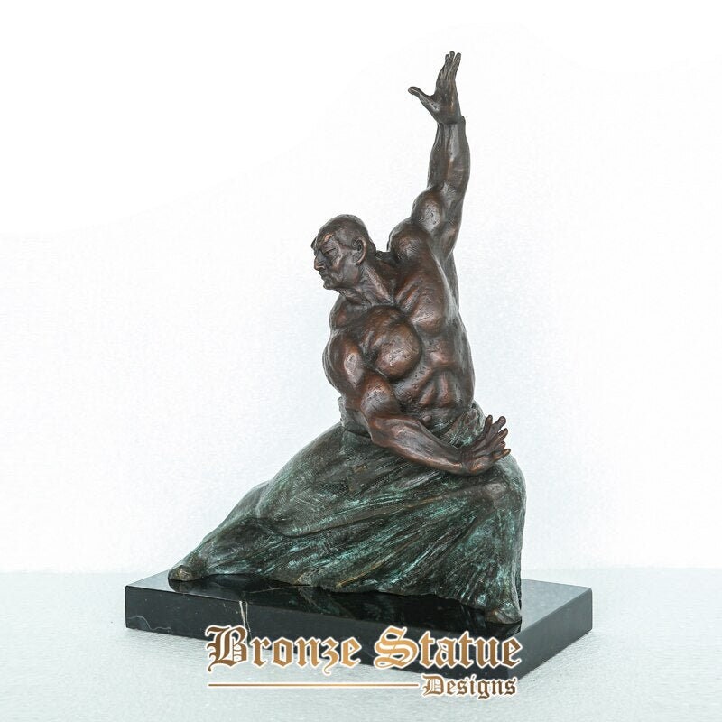 Bronze praticando kung fu homem estátua escultura esporte requintado estatueta arte linda decoração para casa