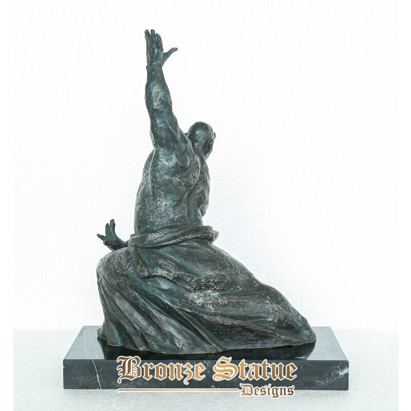 Bronze practicing kung fu man statue sculpture exquisite sport figurine art gorgeous home decoration