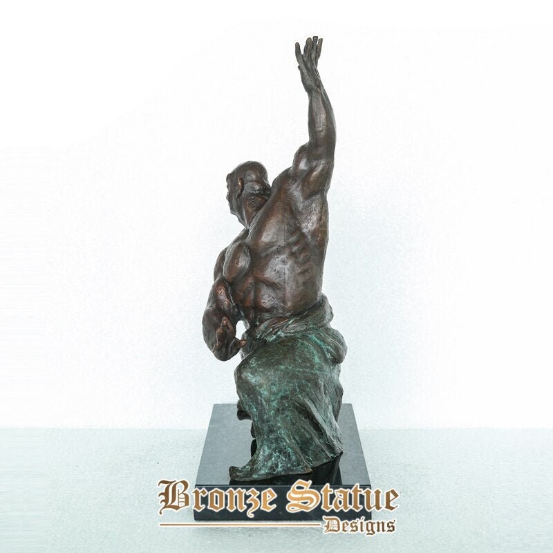 Bronze praticando kung fu homem estátua escultura esporte requintado estatueta arte linda decoração para casa