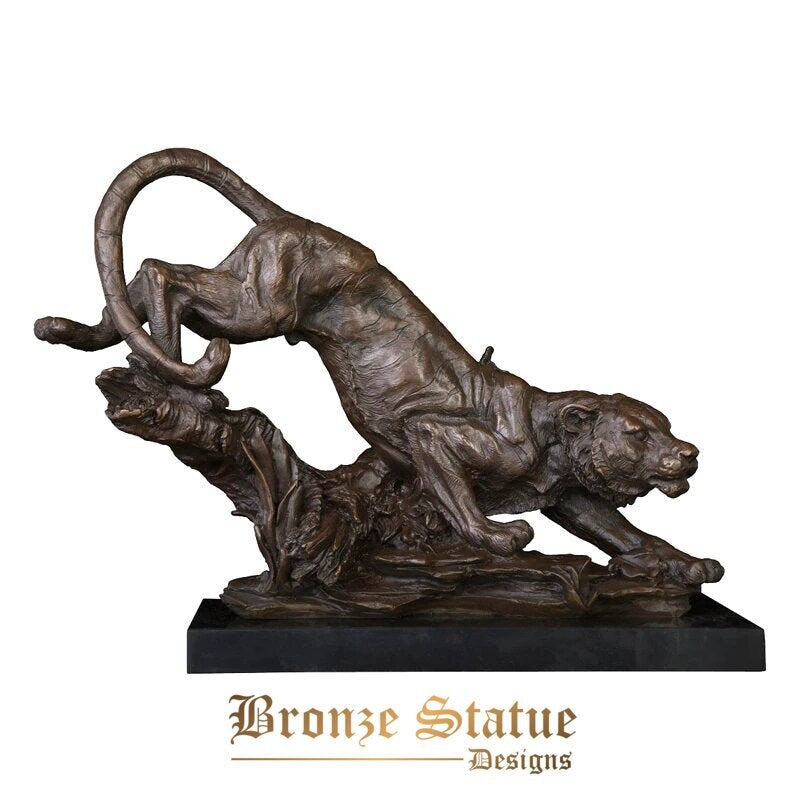 Bronze wild tiger down the mountain statue wildlife animal sculpture art indoor decor chinese zodiac figurine