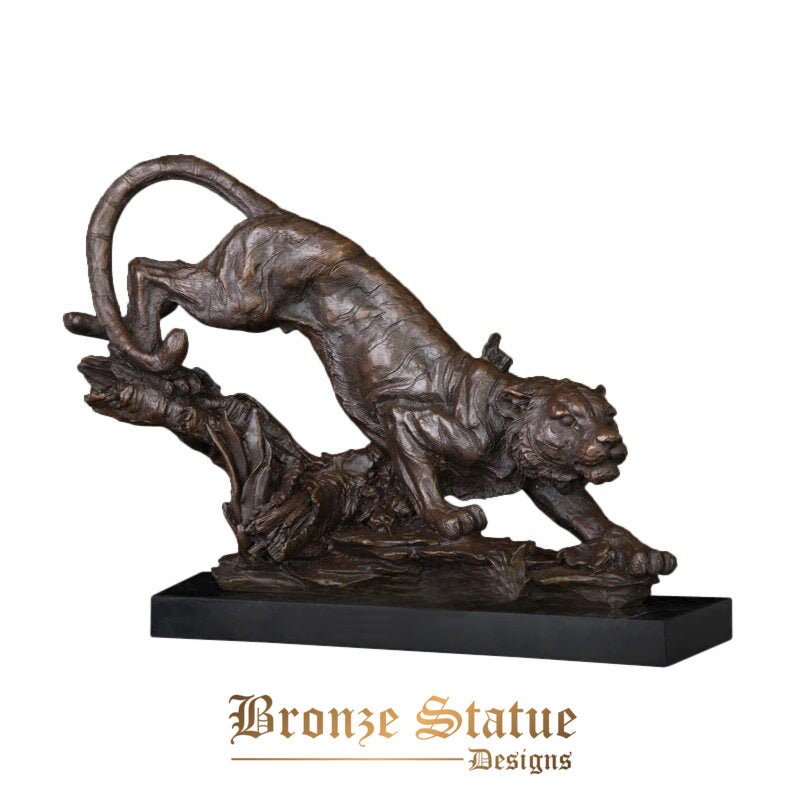Bronze wild tiger down the mountain statue wildlife animal sculpture art indoor decor chinese zodiac figurine