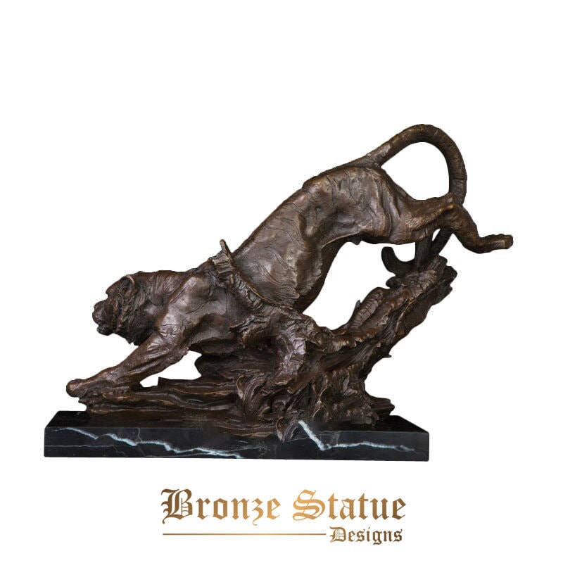 Bronze wild tiger down the mountain statue wildlife animal sculpture art indoor decor chinese zodiac figurine