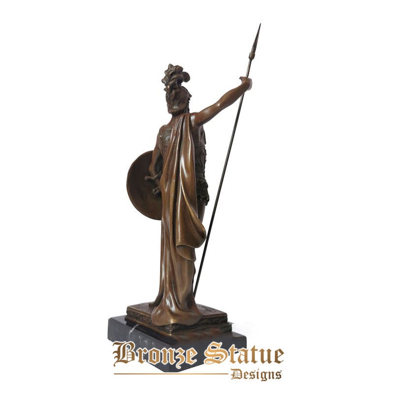 Bronze medieval roman warrior with spear and shield statue sculpture antique soldier figurine statuette for home decor