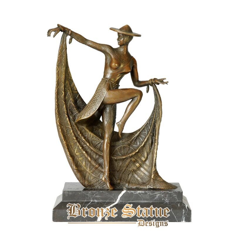 Classical woman dance bronze statue antique female in dress with tails sculpture figurine art hall decoration