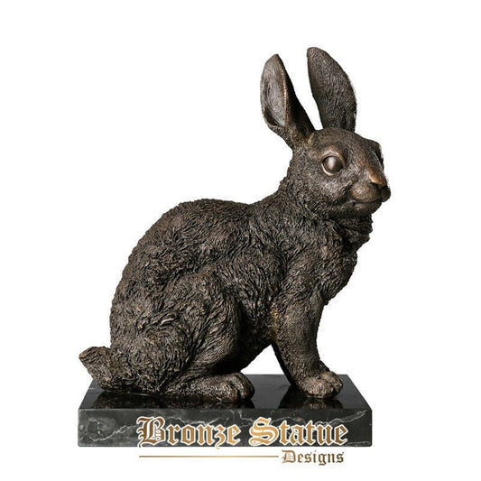 Rabbit statue sculpture bronze fengshui animal figurine chinese zodiac art high-end living room decoration ornament