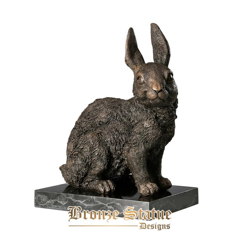 Rabbit statue sculpture bronze fengshui animal figurine chinese zodiac art high-end living room decoration ornament