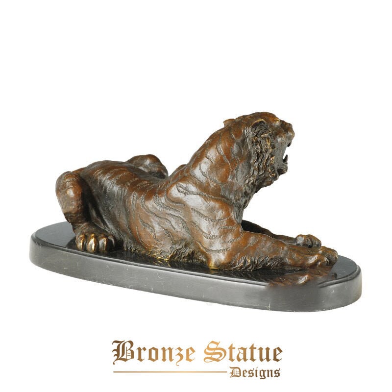 Roaring tiger statue fierce wildlife animal sculpture hot cast bronze chinese zodiac art christmas gift home decor