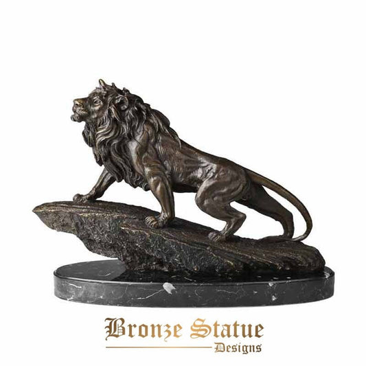 Scultura in bronzo leonessa statua leone figurine vintage rame arte ufficio decorazione della tavola