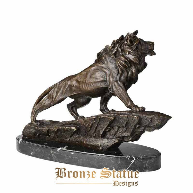 Bronze sculpture lioness statue lion figurine vintage copper art office table decoration