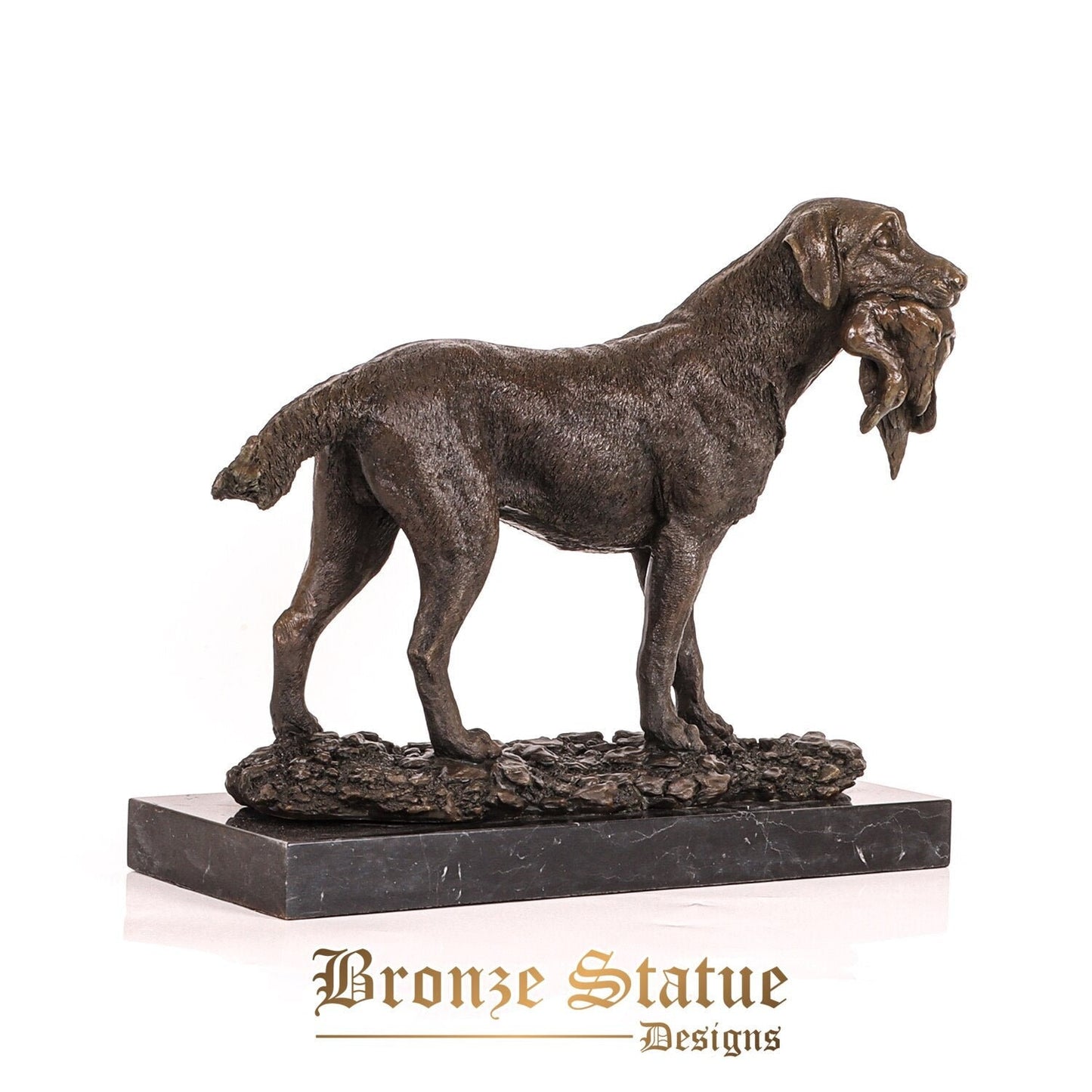 Jagdhund mit Beute Statue Tierskulptur Vintage Wachsausschmelzverfahren Hot Casting Bronze Figur Kunst Heimdekoration