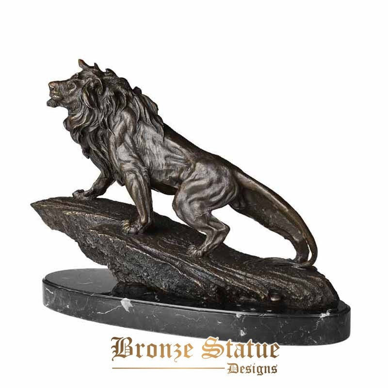 Bronze sculpture lioness statue lion figurine vintage copper art office table decoration