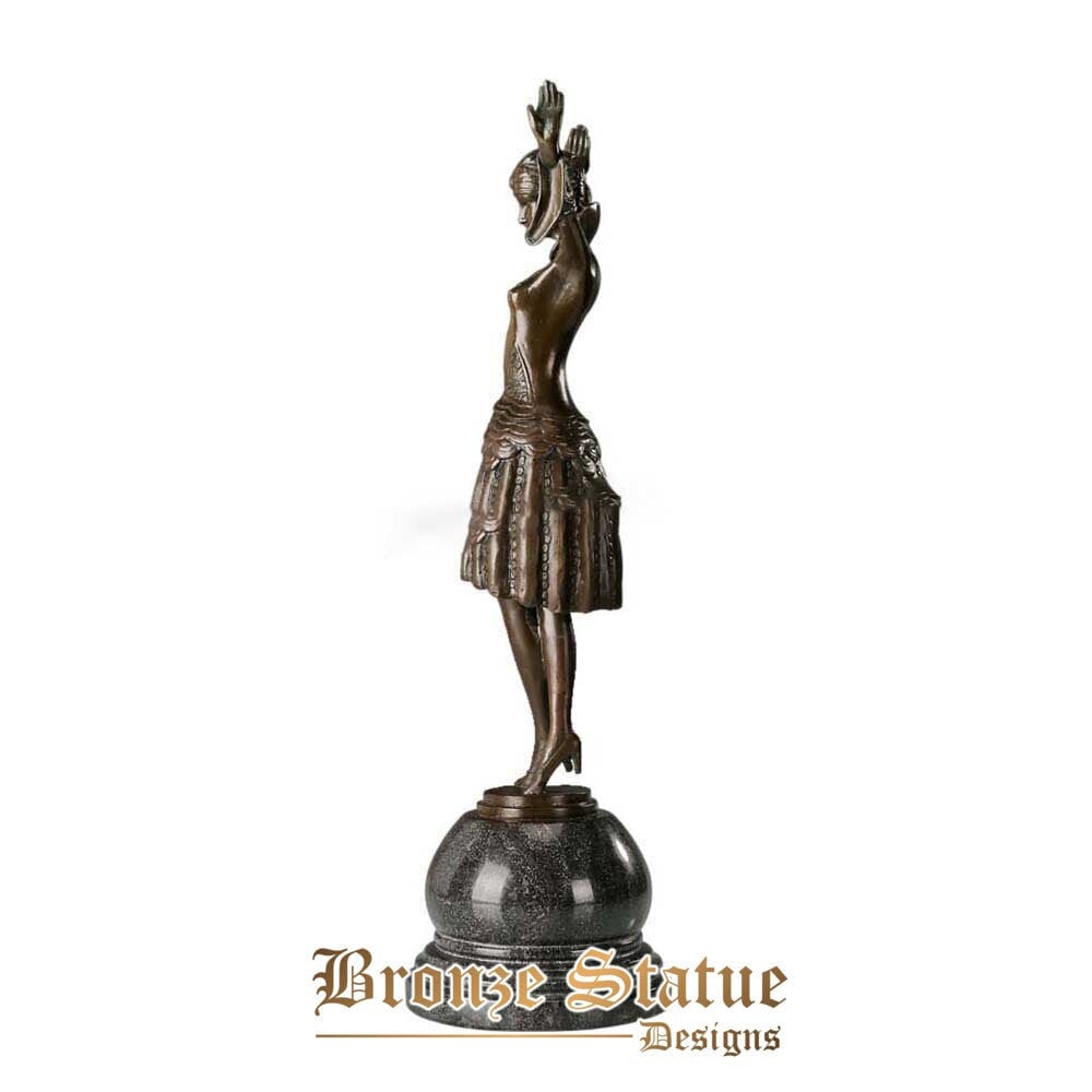 Antique woman dressed dance bronze sculpture female dancer statue figurine indoor desktop decoration