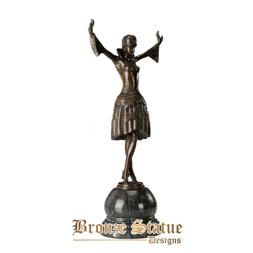 Antique woman dressed dance bronze sculpture female dancer statue figurine indoor desktop decoration